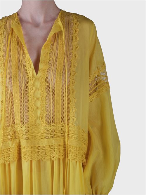 Abito lungo in cotone e seta con dettagli ricamati ERMANNO SCERVINO | D464Q620RUQ30850